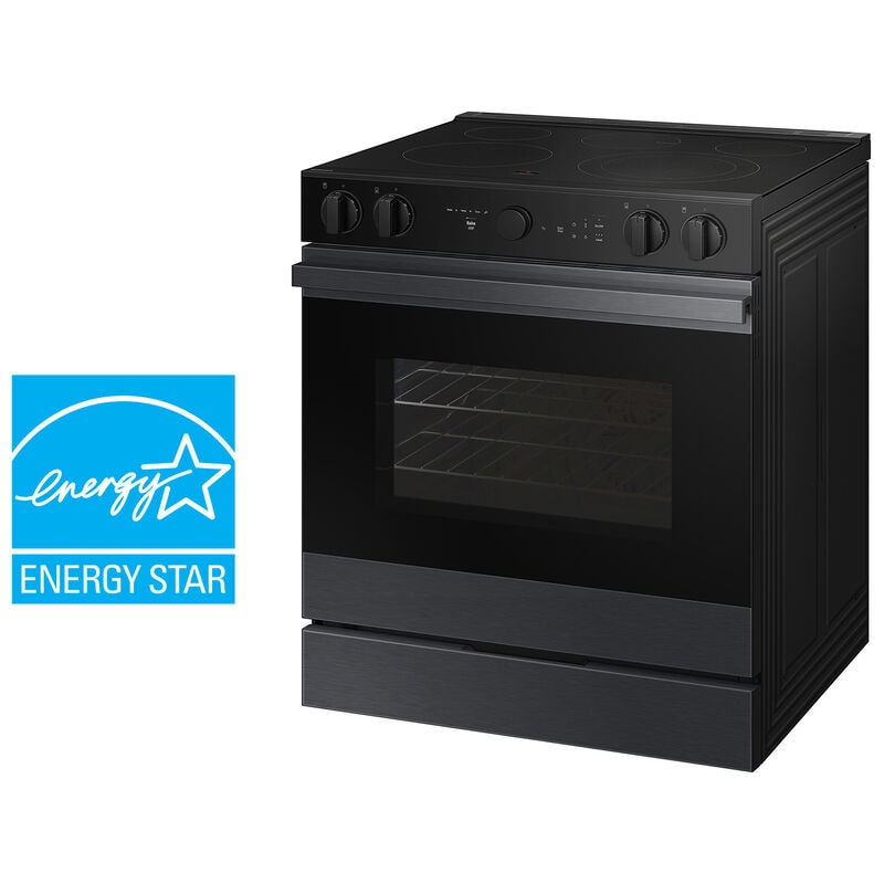 Samsung Bespoke 30 in. 6.3 cu. ft. Smart Air Fry True European Convection Slide-In Electric Range with Smoothtop Burners - Matte Black Steel, , hires