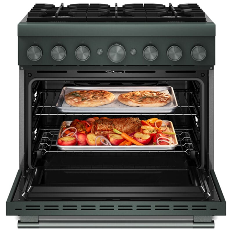 KitchenAid Commercial-Style 36 in. 5.1 cu. ft. Air-Fry True European Convection Dual Fuel Range with 6 Sealed Burners - Juniper, , hires