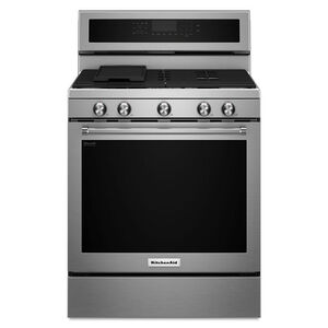 KitchenAid 30 in. 5.8 cu. ft. Convection Oven Freestanding Gas Range with 5 Sealed Burners & Griddle - Stainless Steel, Stainless Steel, hires