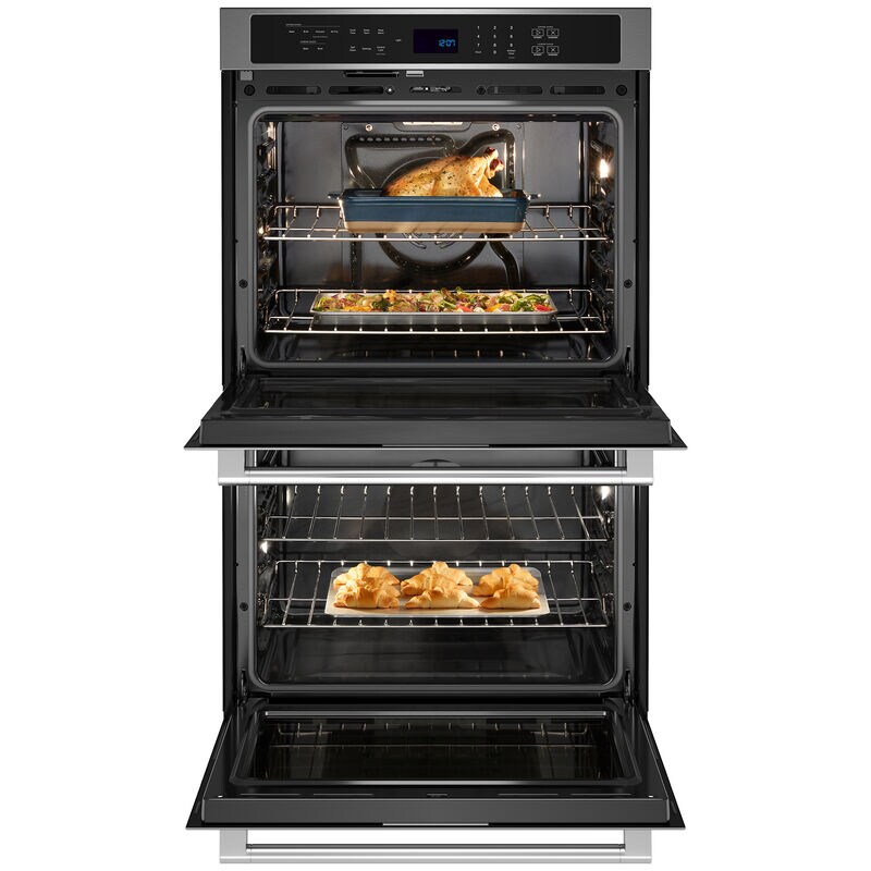 Maytag 30 in. 10 cu. ft. Front Control Electric Double Wall Oven with True European Convection - Fingerprint Resistant Stainless Steel, , hires