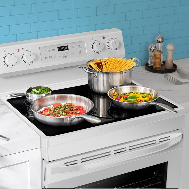 Midea 30 in. 6.3 cu. ft. Electric Range with Radiant Burners - White, White, hires