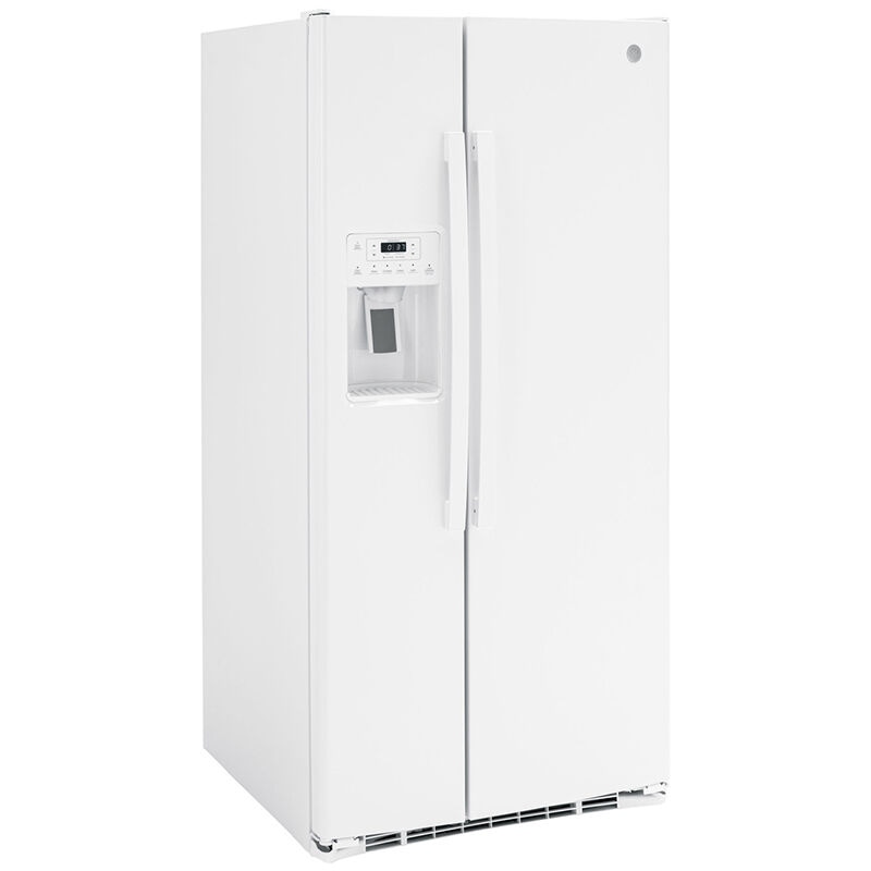 GE 33 in. 23.0 cu. ft. Side-by-Side Refrigerator with External Ice & Water Dispenser - White, White, hires