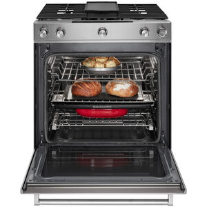 KitchenAid 30 in. 7.1 cu. ft. Convection Oven Slide-In Dual Fuel Range with 5 Sealed Burners - Stainless Steel, , hires
