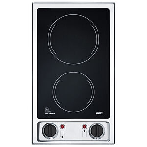 Summit 12 in. 2-Burner Electric Glass Cooktop - Black, , hires