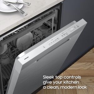 Samsung 24 in. Top Control Flush-Mount Dishwasher with 48 dBA Sound Level, 3rd- Rack, AutoRelease Door Drying & Pocket Handle - Fingerprint Resistant Stainless Steel, , hires