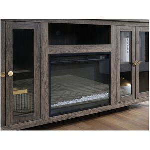 Lilola Ellington 70"W Gray Walnut Finish Fireplace TV Stand Console with Heater, LED Light, Cabinets, Shelves, , hires