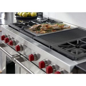 Wolf 48 in. 7.8 cu. ft. Smart Dual Convection Double Oven Dual Fuel Range with 4 Sealed Burners, Grill & Griddle - Stainless Steel, , hires