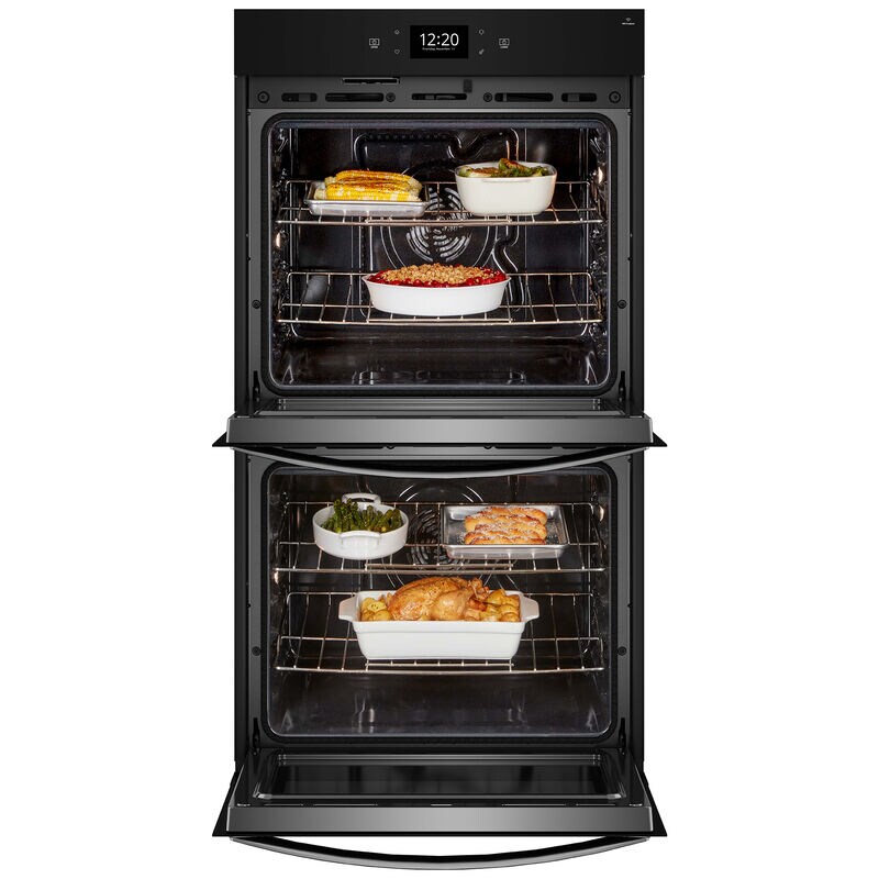 Whirlpool 30 in. 10.0 cu. ft. Electric Smart Double Wall Oven with True European Convection & Self Clean - Black Stainless Steel with PrintShield Finish, Black Stainless Steel with PrintShield Finish, hires