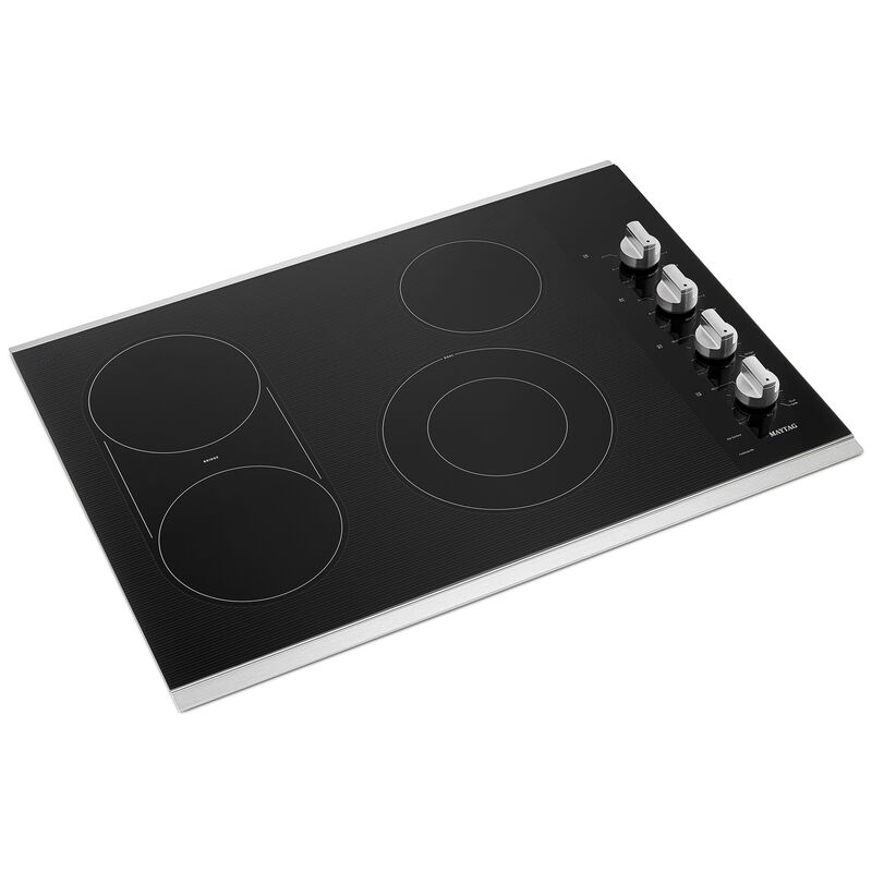 Maytag 30 in. 4-Burner Electric Cooktop with Power Burner, Reversible Grill & Griddle - Stainless Steel, , hires