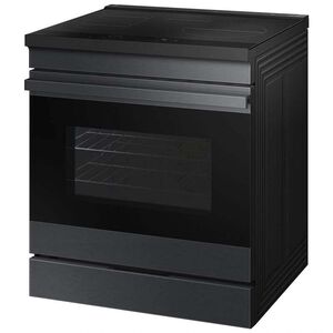 Samsung Bespoke 30 in. 6.3 cu. ft. Smart Air Fry True European Convection Slide-In Electric Range with 4 Induction Burners - Matte Black Steel, Matte Black Steel, hires
