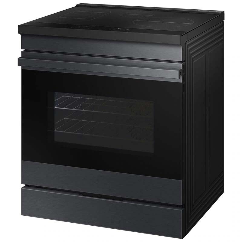 Samsung Bespoke 30 in. 6.3 cu. ft. Smart Air Fry True European Convection Slide-In Electric Range with 4 Induction Burners - Matte Black Steel, Matte Black Steel, hires
