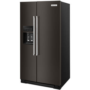 KitchenAid 36 in. 19.9 cu. ft. Counter Depth Side-by-Side Refrigerator With External Ice & Water Dispenser - Black Stainless Steel, Black Stainless Steel, hires