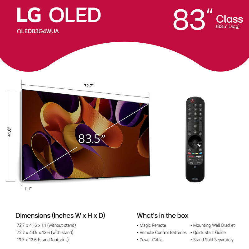 LG - 83" Class G4 Series OLED evo 4K UHD Smart webOS TV, , hires