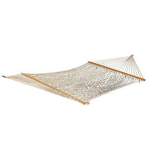 Bliss 60" Eco-Friendly Wide Cotton Rope Traditional Style Hammock, 450lbs Capacity - Natural Color (Mounting Hardware Included), , hires
