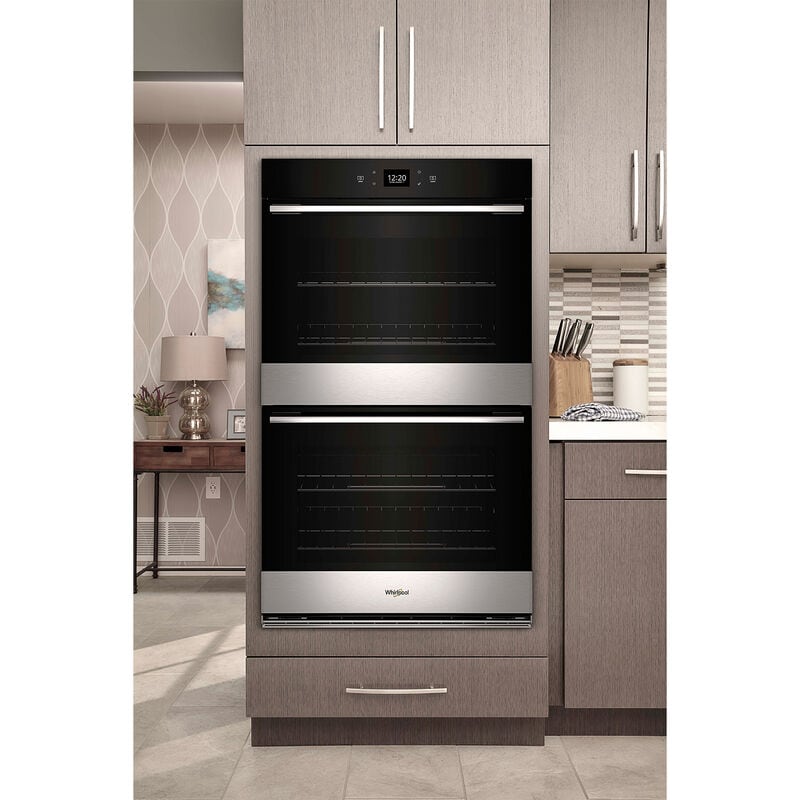 Whirlpool 30 in. 10 cu. ft. Smart Top Control Electric Double Wall Oven with Standard Convection - Fingerprint Resistant Stainless, , hires