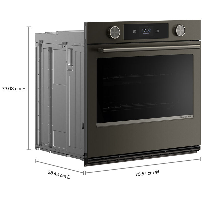KitchenAid 30 in. 5.0 cu. ft. Smart Steam Electric Single Wall Oven with True European Convection - Black Ore, , hires