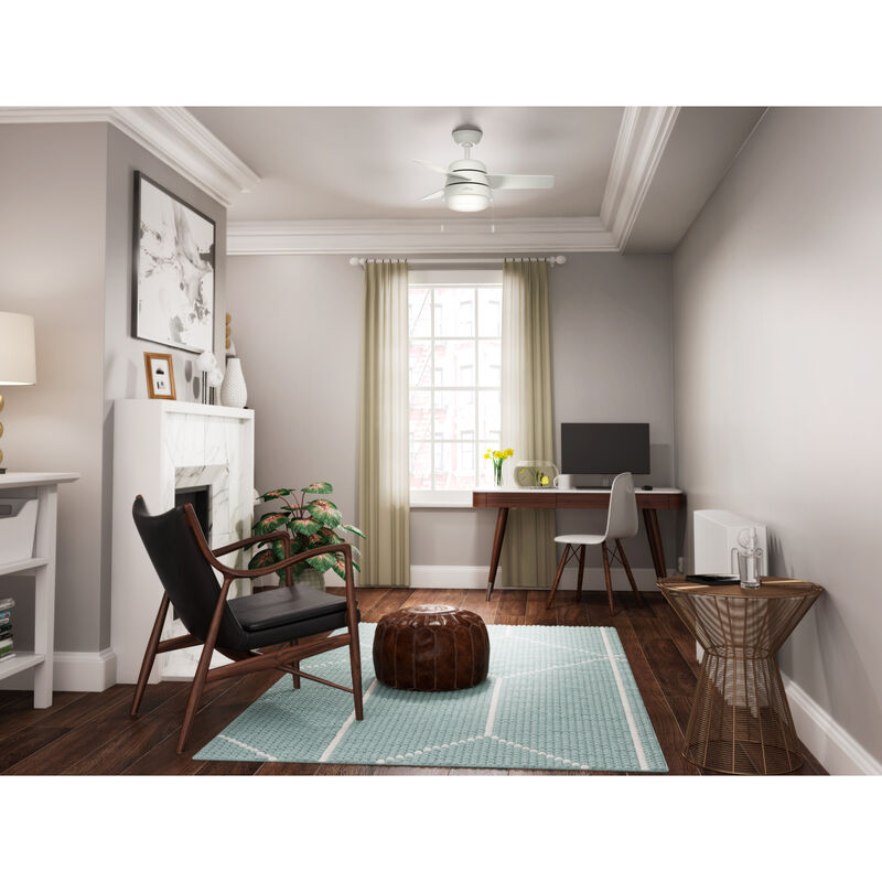 Hunter 36 inch Aker Ceiling Fan with LED Light Kit and Pull Chain - White, , hires