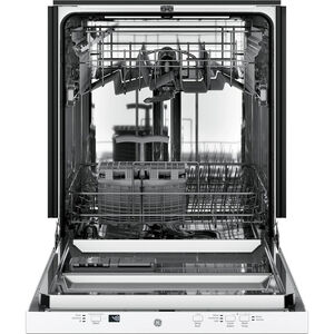 GE 24 in. Built-In Dishwasher with Top Control, 51 dBA Sound Level, 12 Place Settings, 3 Wash Cycles & Sanitize Cycle - White, White, hires