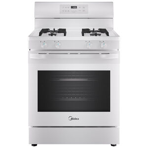 Midea 30 in. 6.1 cu. ft. Gas Range with 4 Sealed Burners - White, White, hires