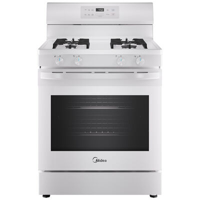 Midea 30 in. 6.1 cu. ft. Gas Range with 4 Sealed Burners - White | MGR30S2AWW