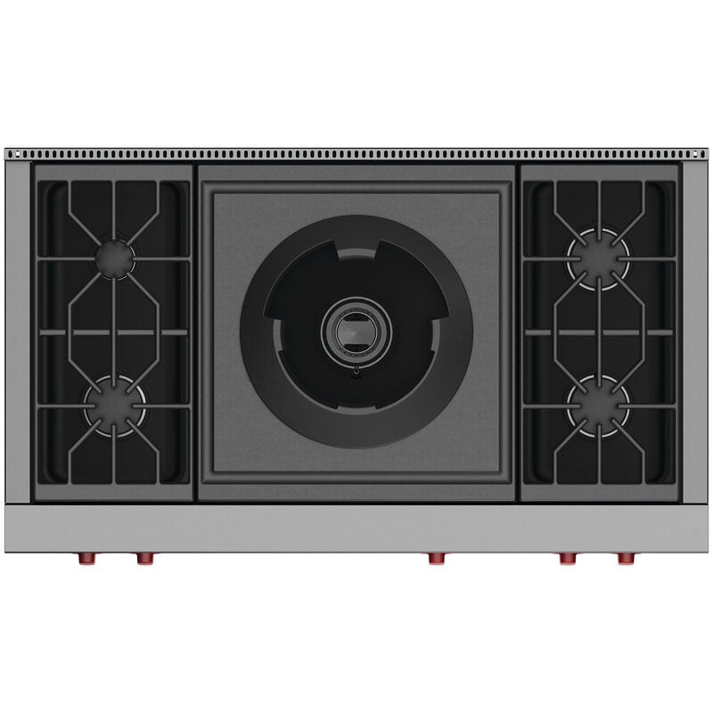 Wolf 48 in. 5-Burner LP Gas Rangetop with Simmer Burner & Power Burner - Stainless Steel, , hires