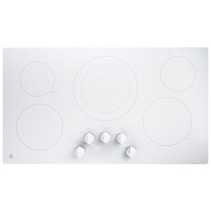 GE 36 in. Electric Cooktop with 5 Smoothtop Burners - White, White, hires