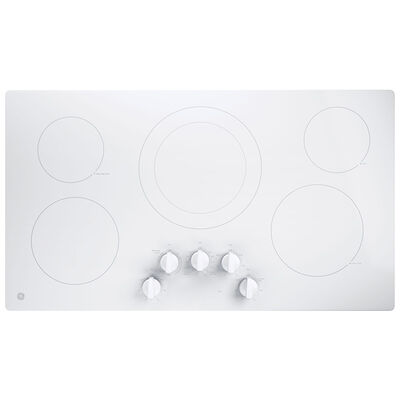 GE 36 in. Electric Cooktop with 5 Smoothtop Burners - White | JP3036TLWW