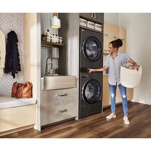 LG 27 in. WashTower with 4.5 cu. ft. Washer with 6 Wash Programs & 7.4 cu. ft. Gas Dryer with 6 Dryer Programs, Sensor Dry & Wrinkle Care - Black Steel, Black Steel, hires