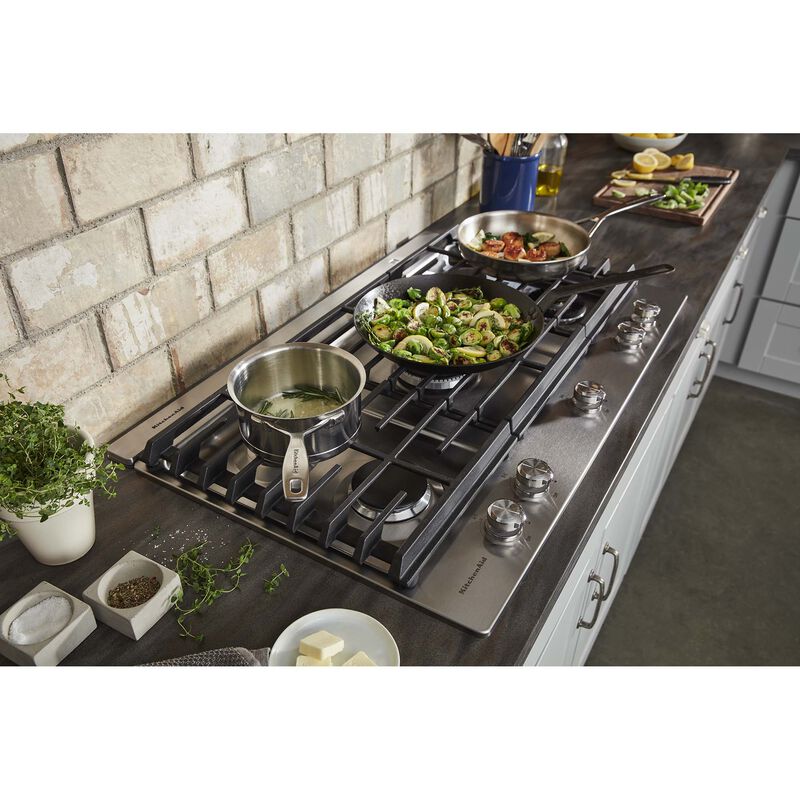 KitchenAid 36-inch Built-in Gas Cooktop with 5 Burners KGCC566RBL