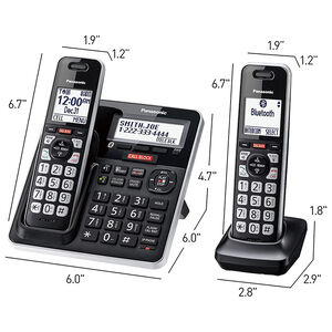 Panasonic Cordless Phone with Advanced Call Block, One-Ring Scam Alert, and 2-Way Recording with Answering Machine, 4 Handsets - Black, , hires