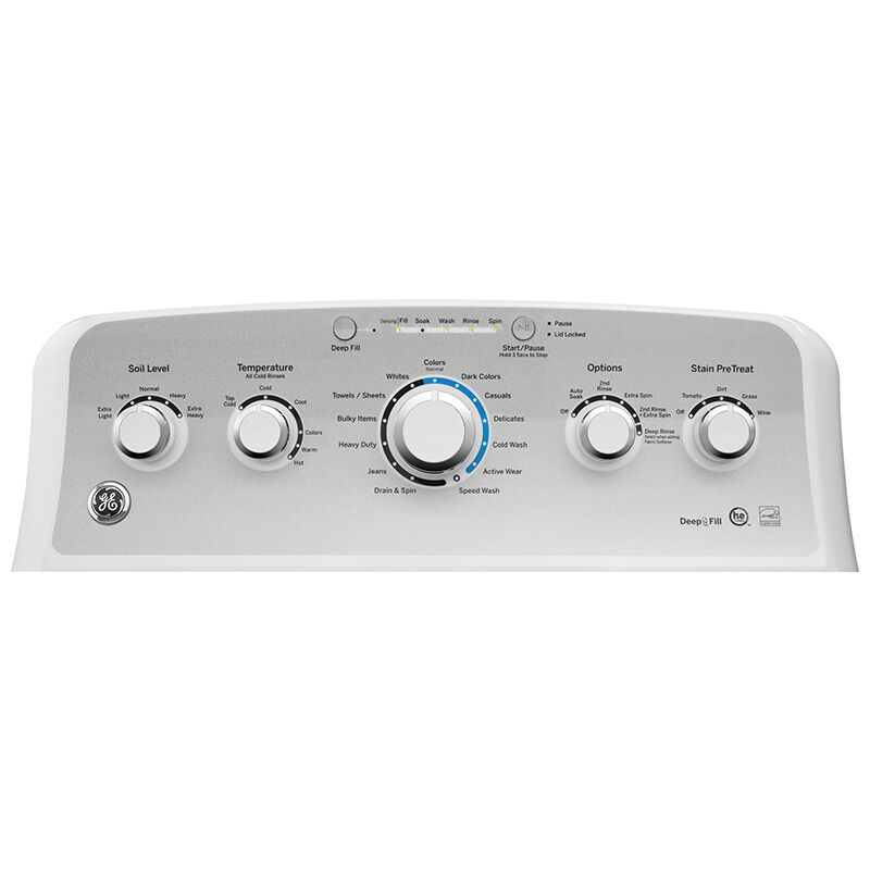 GE 27 in. 4.4 cu. ft. Top Load Washer - White on White with Silver Backsplash, , hires