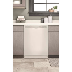 Whirlpool 24 in. Built-In Dishwasher with Front Control, 57 dBA Sound Level, 12 Place Setting, 4 Wash Cycles & Sanitize Cycle - Biscuit, Biscuit, hires