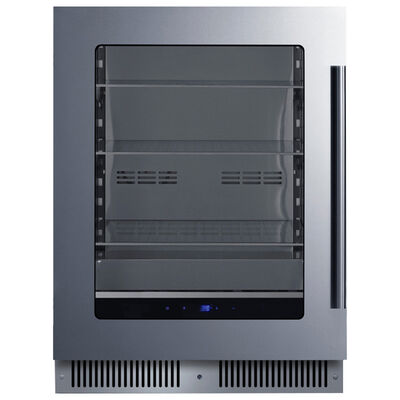 Summit 24 in. Built-In/Freestanding 3.5 cu. ft. Compact Beverage Center with Adjustable Shelves & Digital Control - Stainless Steel | SDHG2443LHD