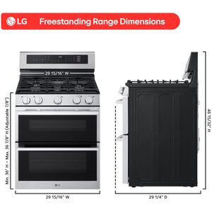 LG 30 in. 6.9 cu. ft. Smart Air-Fry True European Convection Double Oven Slide-In Gas Range with 5 Sealed Burners - Stainless Steel, , hires