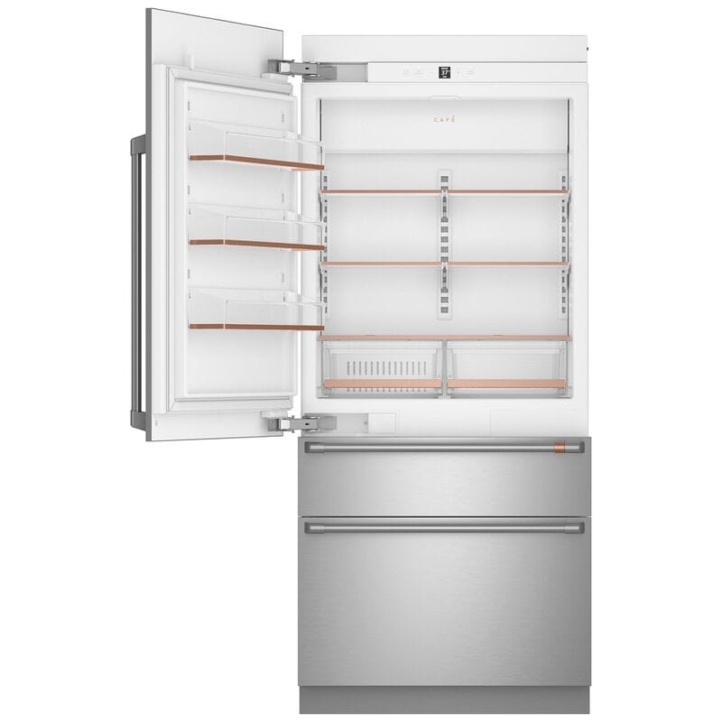 Cafe 36 in. Left-Hinged Built-In 20.2 cu. ft. Smart Counter Depth Bottom Freezer Refrigerator - Stainless Steel, , hires