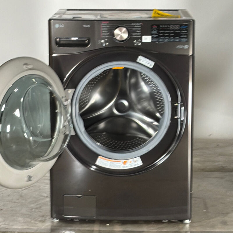LG 27 in. 4.5 cu. ft. Smart Stackable Front Load Washer with Sanitize & Steam Wash Cycle - Black Steel (Open Box Excellent Condition), , hires