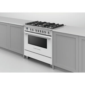 Fisher & Paykel Series 9 Classic 36 in. 4.9 cu. ft. Convection Oven Freestanding Dual Fuel Range with 5 Sealed Burners - White, , hires