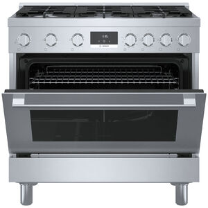 Bosch 800 Series 36 in. 3.4 cu. ft. Standard Convection Gas Range with 6 Sealed Burners - Stainless Steel, , hires