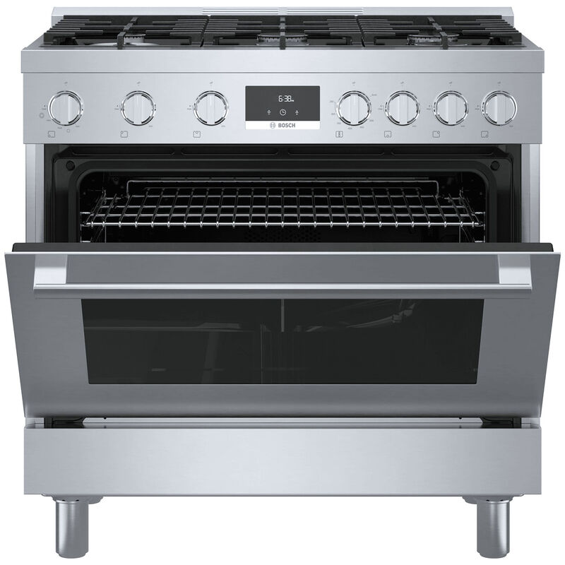 Bosch 800 Series 36 in. 3.4 cu. ft. Standard Convection Gas Range with 6 Sealed Burners - Stainless Steel, , hires