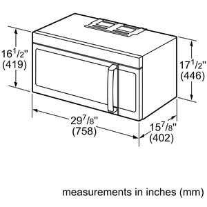 Bosch 500 Series 30 in. 2.1 cu. ft. 1100W Over-the-Range Microwave with 385 CFM & Sensor Cooking - Stainless Steel, , hires