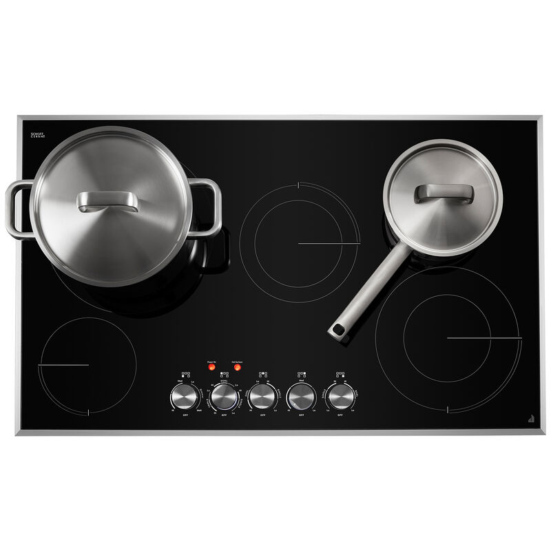 JennAir Lustre Stainless Series 36" Electric Cooktop with 5 Smoothtop Burners - Black with Stainless Steel, , hires