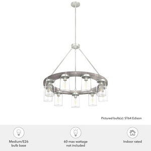 Hunter Devon Park 31 in. 9-Light Chandelier with Clear Glass - Brushed Nickel, , hires