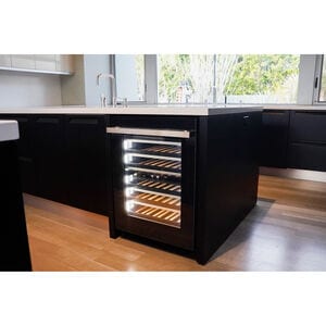 JennAir Noir 24 in. Undercounter Wine Cooler with Wood Racks, Dual Temperature Zones & 45 Bottle Capacity - Black, , hires
