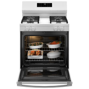 GE 400 Series 30 in. 5.3 cu. ft. Smart Oven Freestanding Natural Gas Range with 4 Sealed Burners - White, , hires