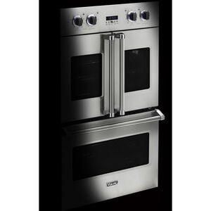 Viking 7 Series 30 in. 9.4 cu. ft. Top Control Electric Double Wall Oven with True European Convection - Damascus Gray, , hires