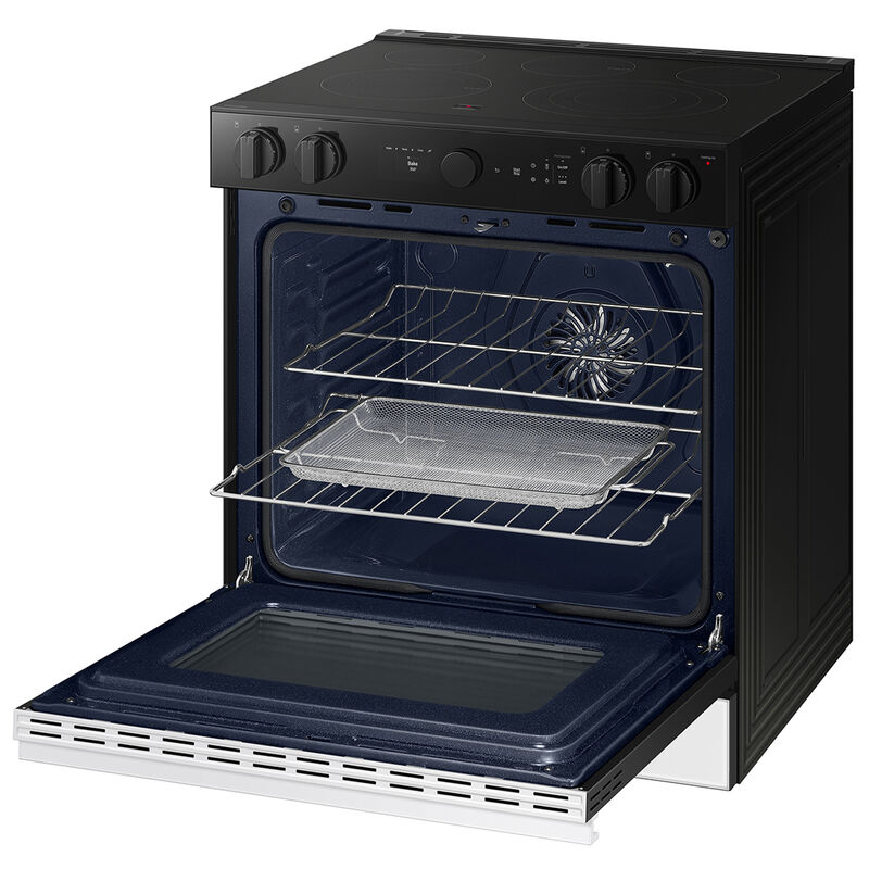 Samsung Bespoke 30 in. 6.3 cu. ft. Smart Air-Fry True European Convection Slide-In Electric Range with Smoothtop Burners - White Glass, , hires