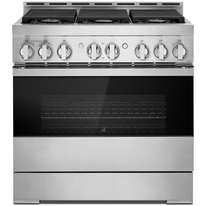 JennAir Noir Series 36 in. 5.1 cu. ft. Smart True European Convection Gas Range with 6 Sealed Burners - Stainless Steel, , hires