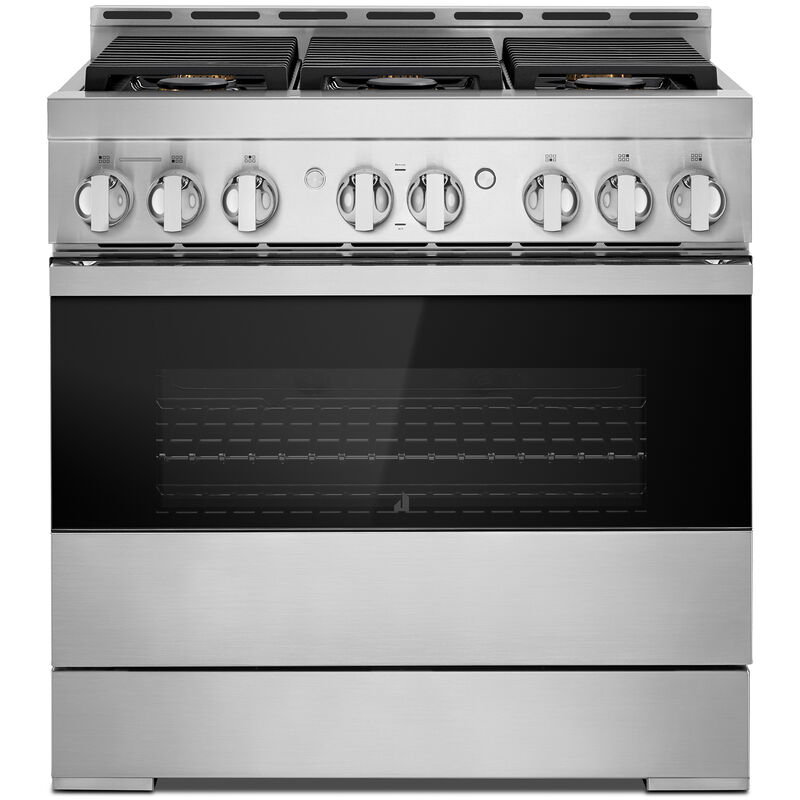 JennAir Noir Series 36 in. 5.1 cu. ft. Smart True European Convection Gas Range with 6 Sealed Burners - Stainless Steel, , hires