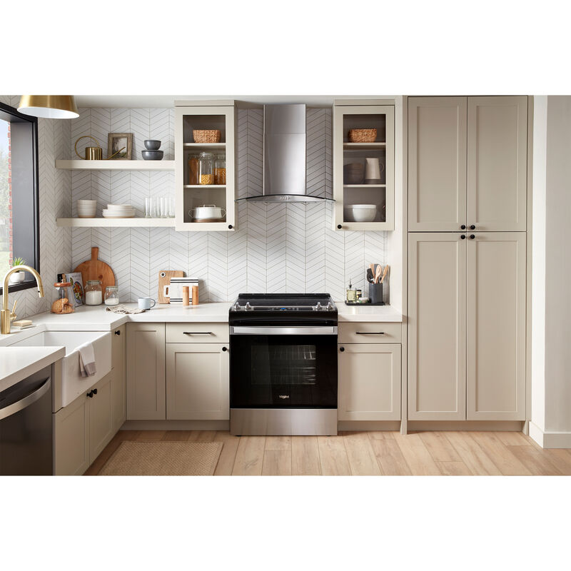 Whirlpool 30 in. Convertible Chimney Style Range Hood with 400 CFM, 3 Fan Speeds & 2 LED Lights - Stainless Steel, , hires
