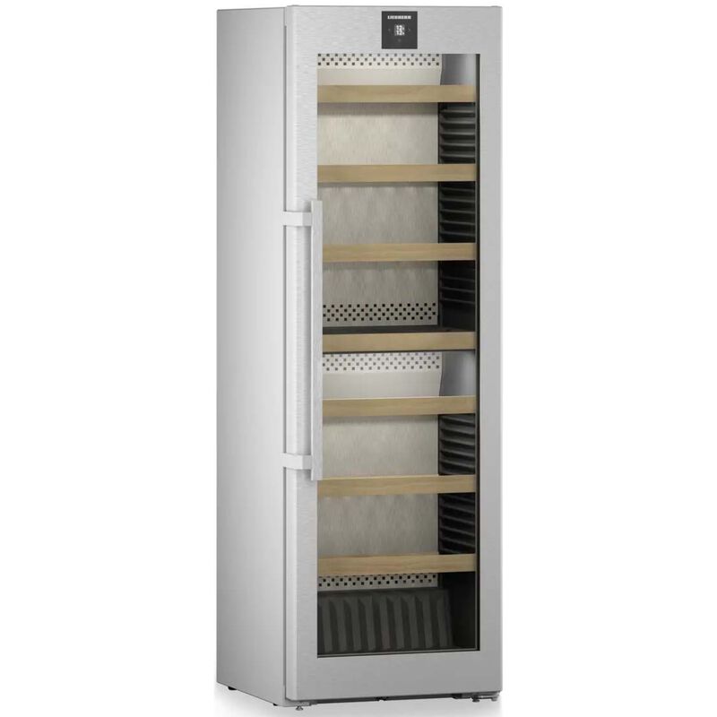 Liebherr 24 in. Freestanding Wine Cabinet with Wood Racks, Dual Temperature Zones & 155-Bottle Capacity - Stainless Steel, , hires